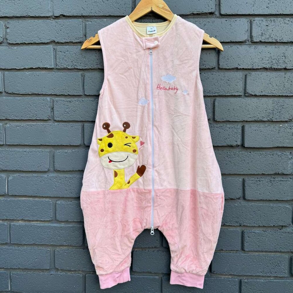 MICHLEY Baby M 2-4T Full Zip One Piece Flannel Romper Jumpsuit Giraffe Embroider